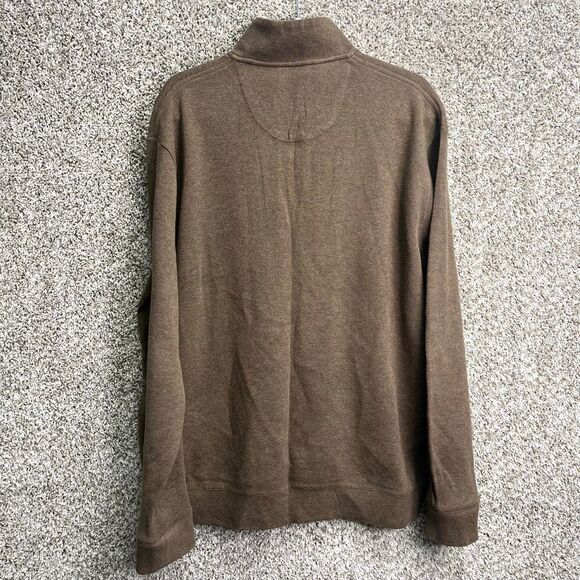 Jos. A. Bank Sweater Men’s Large RESERVE Brown 100% Cotton Neck Zip Pullover Swe - Picture 3 of 3